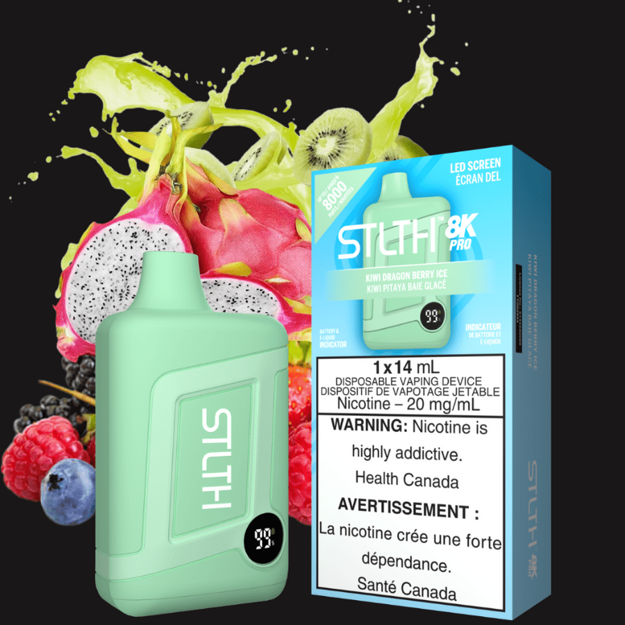 STLTH 8K PRO Disposable Vape-Kiwi Dragon Berry Ice 20mg Winkler Vape SuperStore and Bong Shop Manitoba Canada