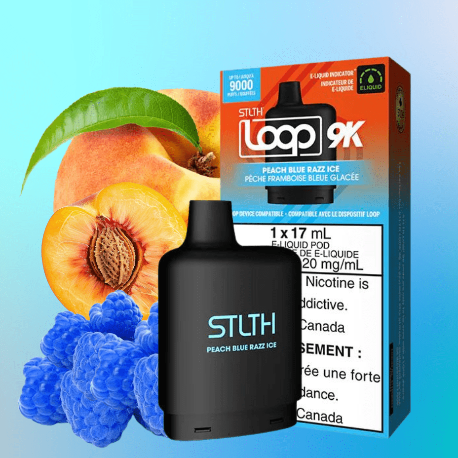 STLTH Loop 9k Pod-Peach Blue Razz Ice 17ml / 9000 Puffs Winkler Vape SuperStore and Bong Shop Manitoba Canada