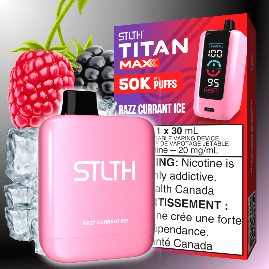 STLTH Titan Max 50k Disposable Vape-Razz Currant Ice 50000 Puffs Winkler Vape SuperStore and Bong Shop Manitoba Canada