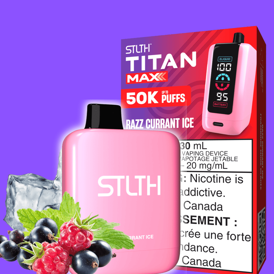 STLTH Titan Max 50k Disposable Vape-Razz Currant Ice 50000 Puffs Winkler Vape SuperStore and Bong Shop Manitoba Canada