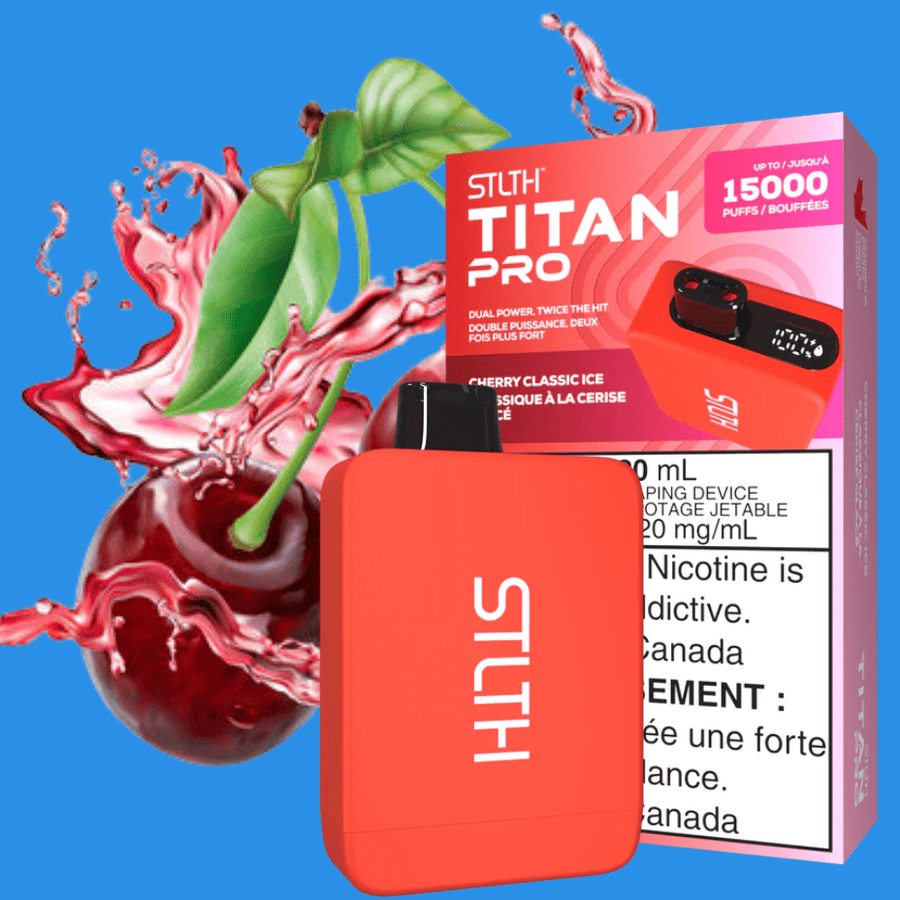 STLTH Titan Pro Disposable Vape-Cherry Classic Ice 20mL / 20mg Winkler Vape SuperStore and Bong Shop Manitoba Canada