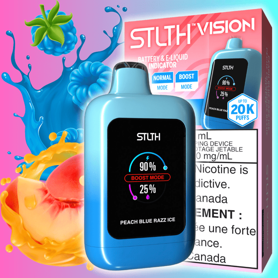 STLTH Vision 20K Disposable Vape - Peach Blue Razz Ice 20000 Puffs / 20mg Winkler Vape SuperStore and Bong Shop Manitoba Canada