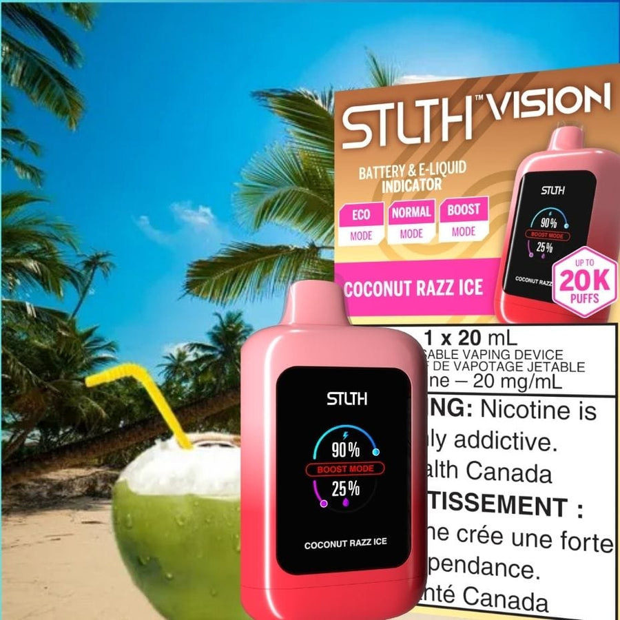 STLTH VISION Disposable Vape - Coconut Razz Ice Winkler Vape SuperStore and Bong Shop Manitoba Canada