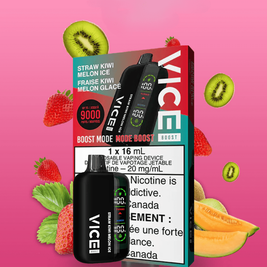 Vice Boost Disposable Vape-Strawberry Kiwi Melon Ice 9000 Puffs / 20mg Winkler Vape SuperStore and Bong Shop Manitoba Canada