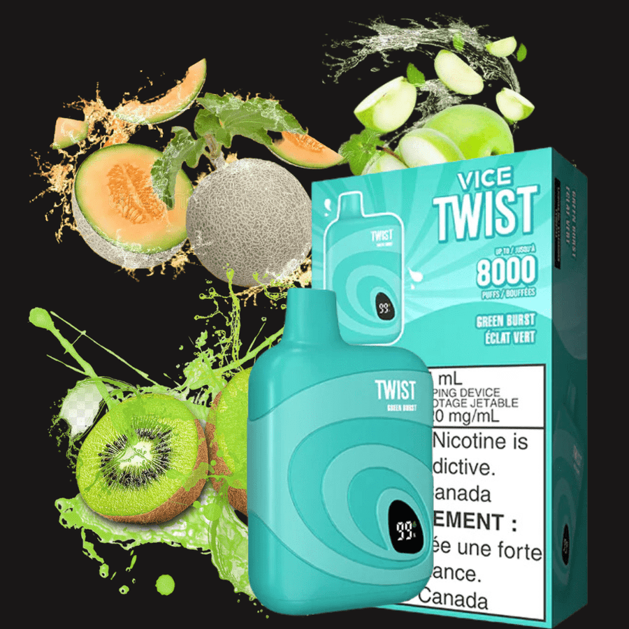 Vice Twist 8000 Disposable Vape-Green Burst 8000 Puffs / 20mg Winkler Vape SuperStore and Bong Shop Manitoba Canada