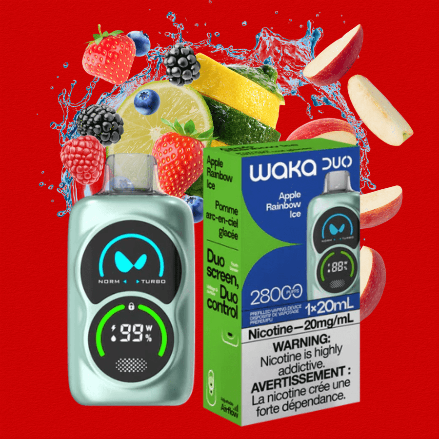 WAKA Duo 28000 Disposable Vape - Apple Rainbow 28000 Puffs / 20mg Winkler Vape SuperStore and Bong Shop Manitoba Canada