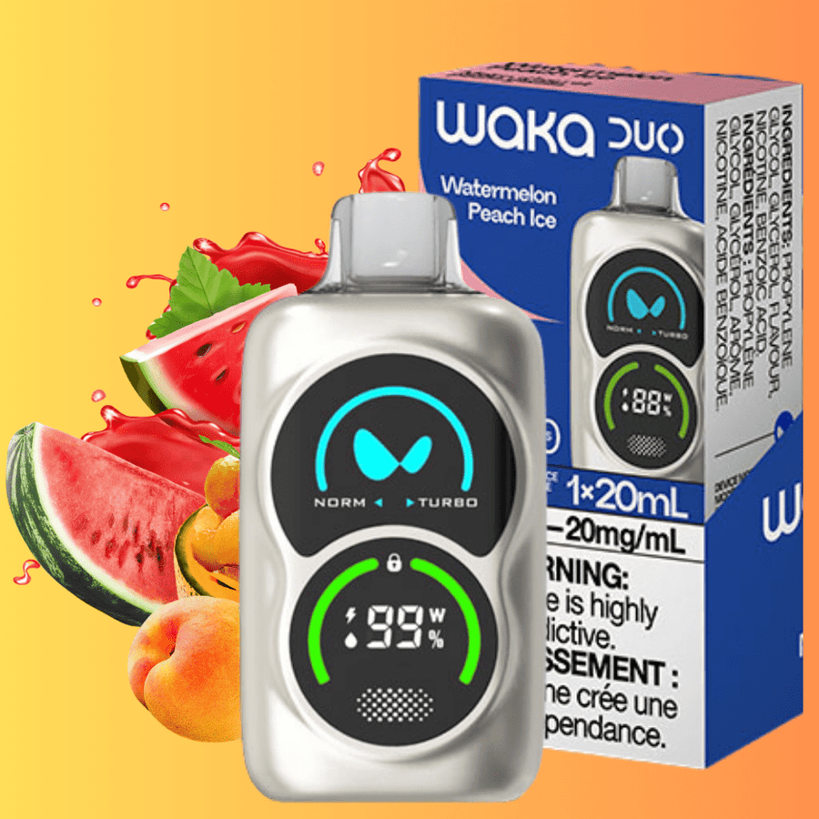 WAKA Duo 28000 Disposable Vape - Watermelon Peach Ice 28000 Puffs / 20mg Winkler Vape SuperStore and Bong Shop Manitoba Canada