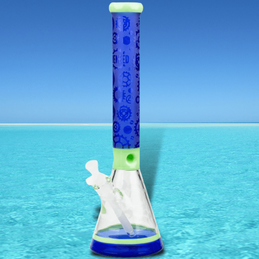 WENEED 7mm High Gear Beaker 19" 19" / Mint & Blue Winkler Vape SuperStore and Bong Shop Manitoba Canada